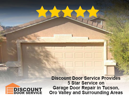 another Tucson residential garage door repair in the 85745 zip code that garnered a 5 star review for Discount Door Service