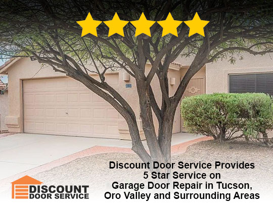 another Tucson residential garage door repair in the 85742 zip code that garnered a 5 star review for Discount Door Service