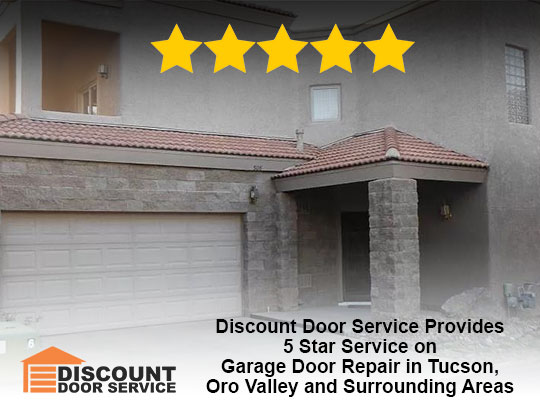 another Tucson residential garage door repair that garnered a 5 star review for Discount Door Service at 508 S Stephanie Loop, Tucson, AZ 85745