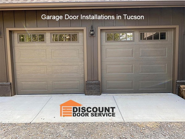 2 single car garage doors installed by Discount Door Service in Tucson